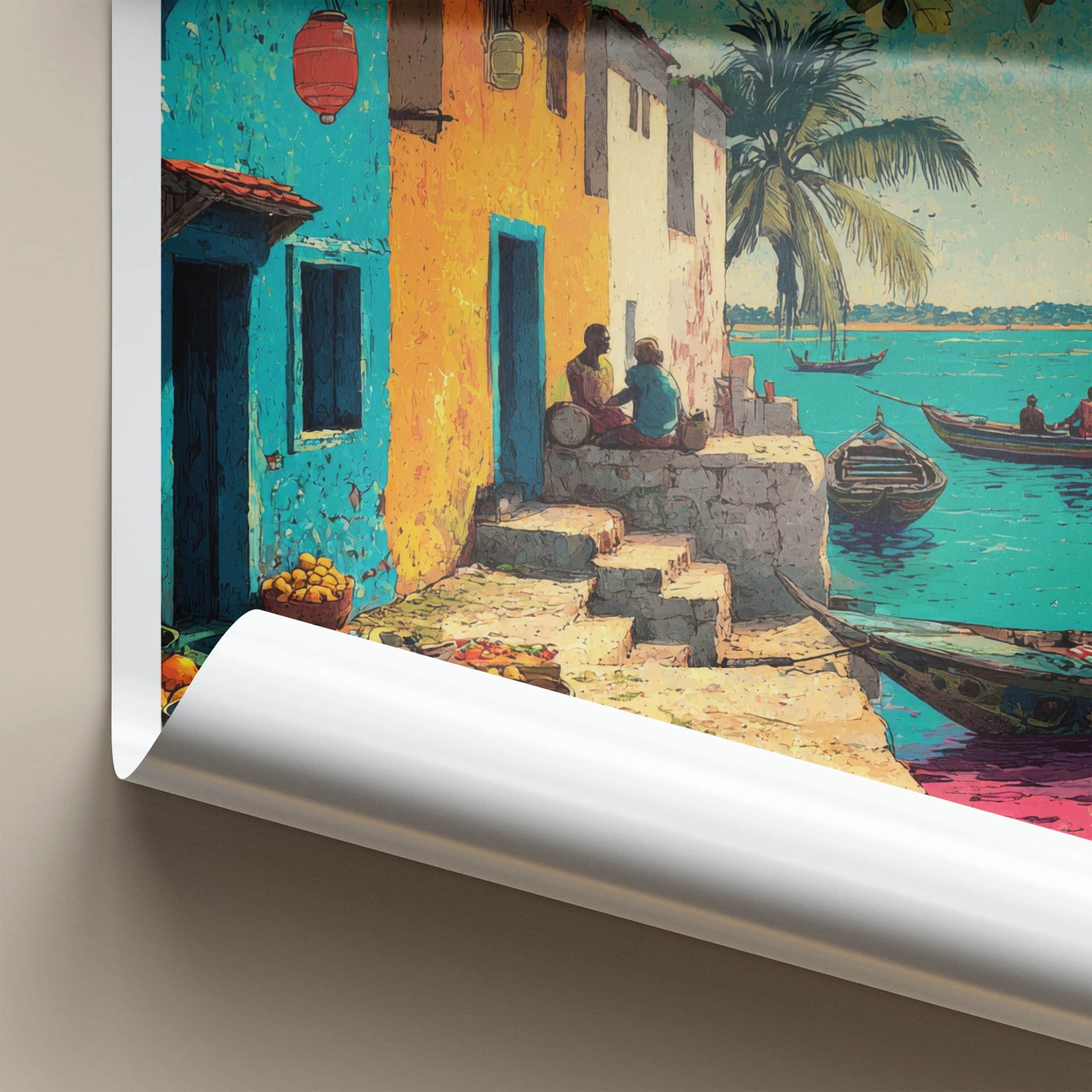 Senegal Poster - Senegal Travel Art - Coastal Village Art Print