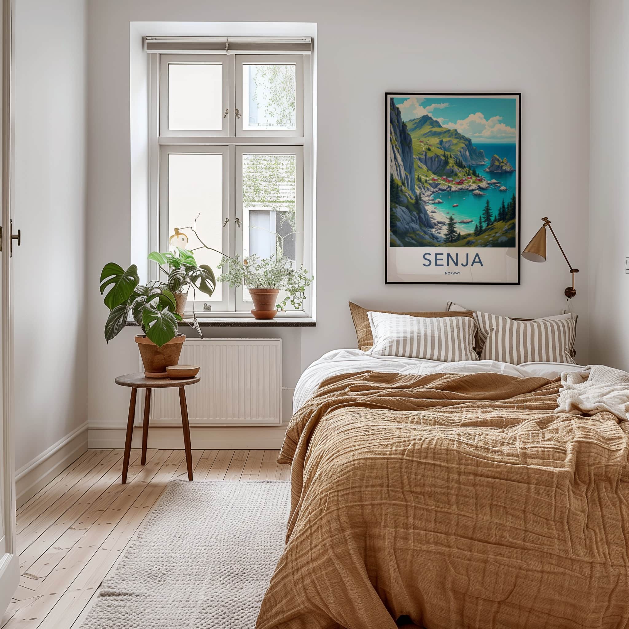 Senja Poster - Norway Fine Art - Coastal Red Houses Framed Decor