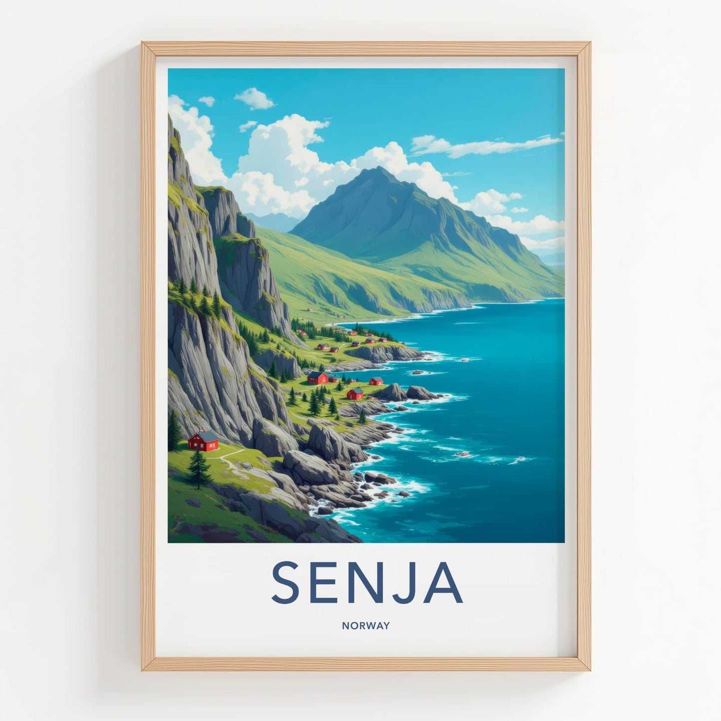Senja Poster - Norway Travel Art - Scenic Island Village Home Decor