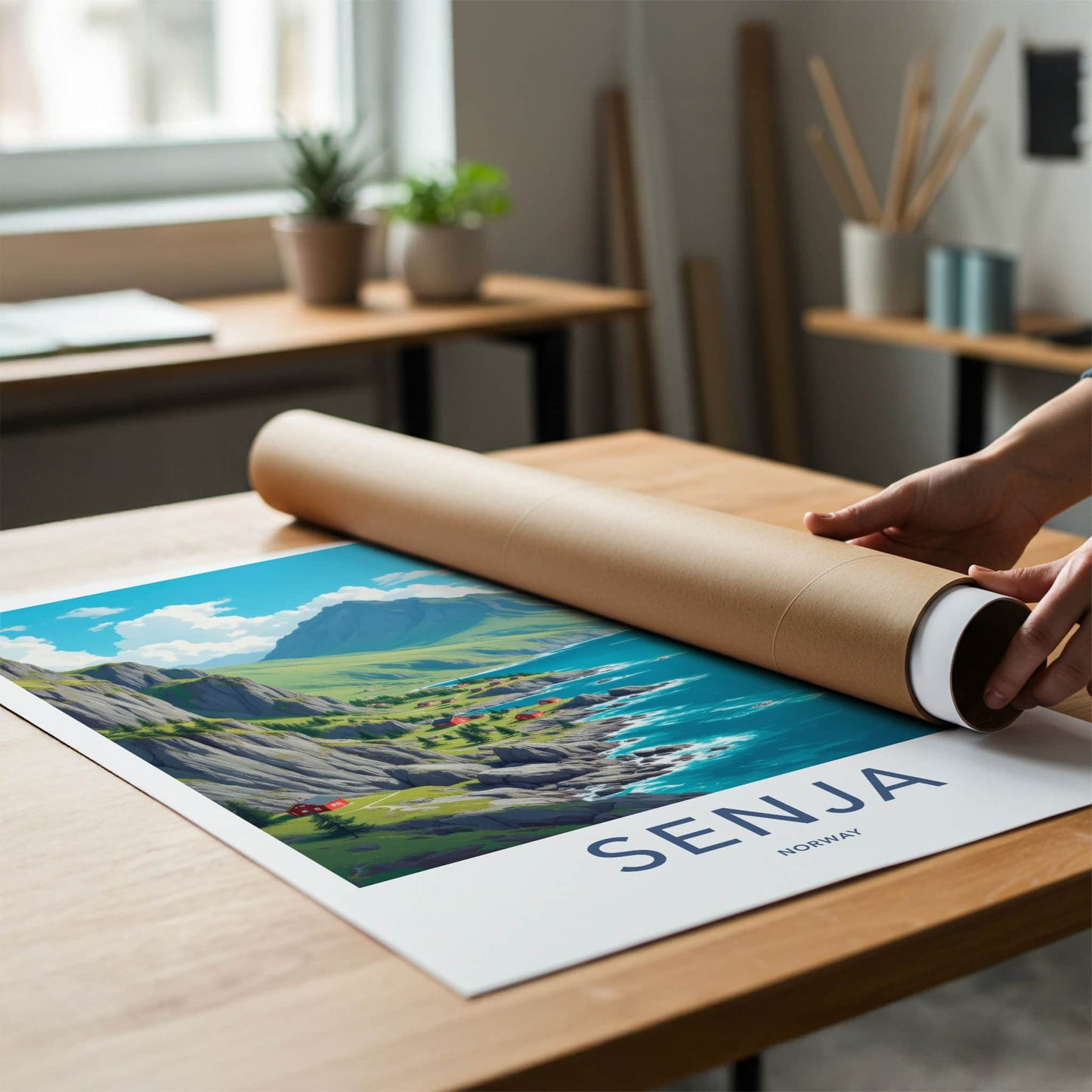 Senja Poster - Norway Travel Art - Scenic Island Village Home Decor