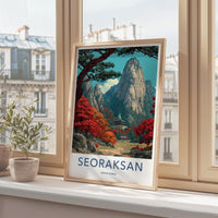 Seoraksan Poster - South Korea Travel Art - Autumn Mountain Temple Home Decor