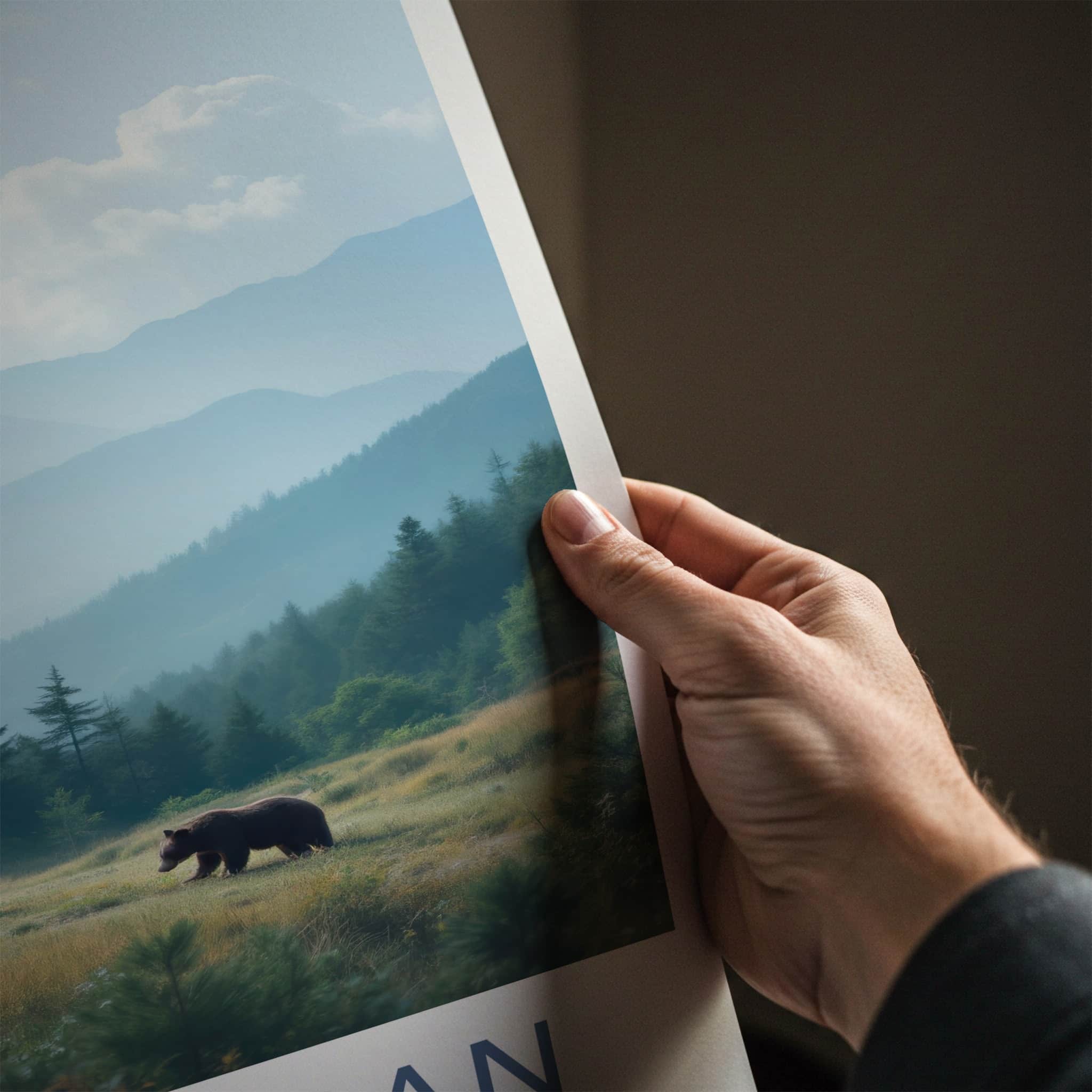 Seoraksan Poster - South Korea Travel Art - Misty Mountain Bears Home Decor