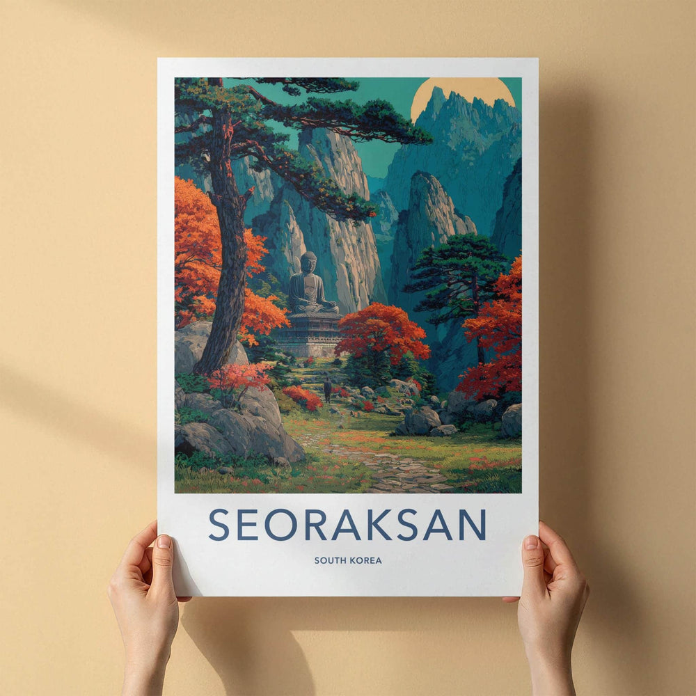 Seoraksan Poster - South Korea Travel Art - Serene Buddha Valley Wall Decor