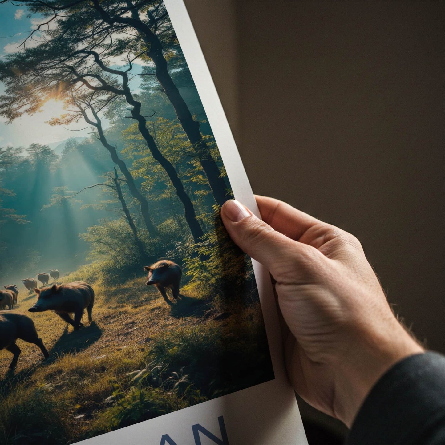 Seoraksan Poster - South Korea Travel Art - Sunlit Forest Boars Home Decor