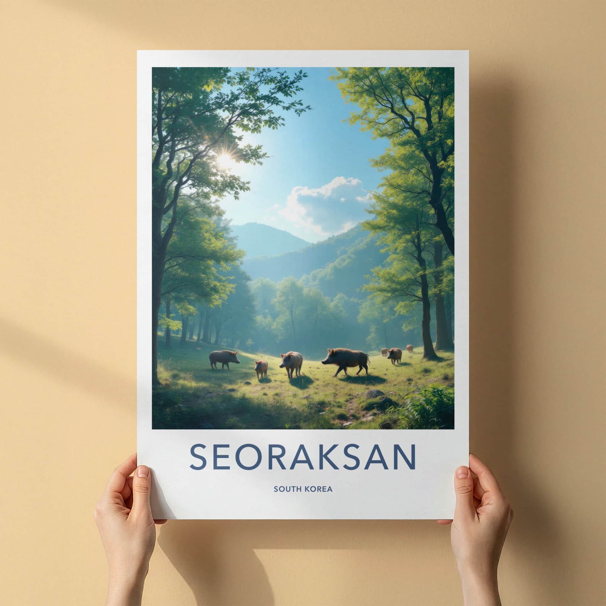Seoraksan Poster - South Korea Travel Art - Wild Boars Forest Home Decor