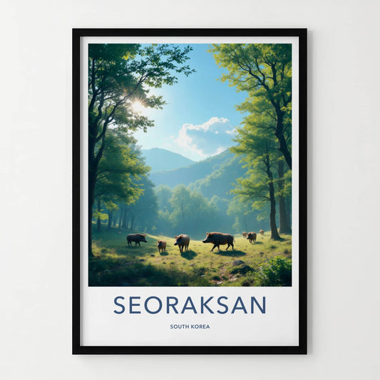 Seoraksan Poster - South Korea Travel Art - Wild Boars Forest Home Decor