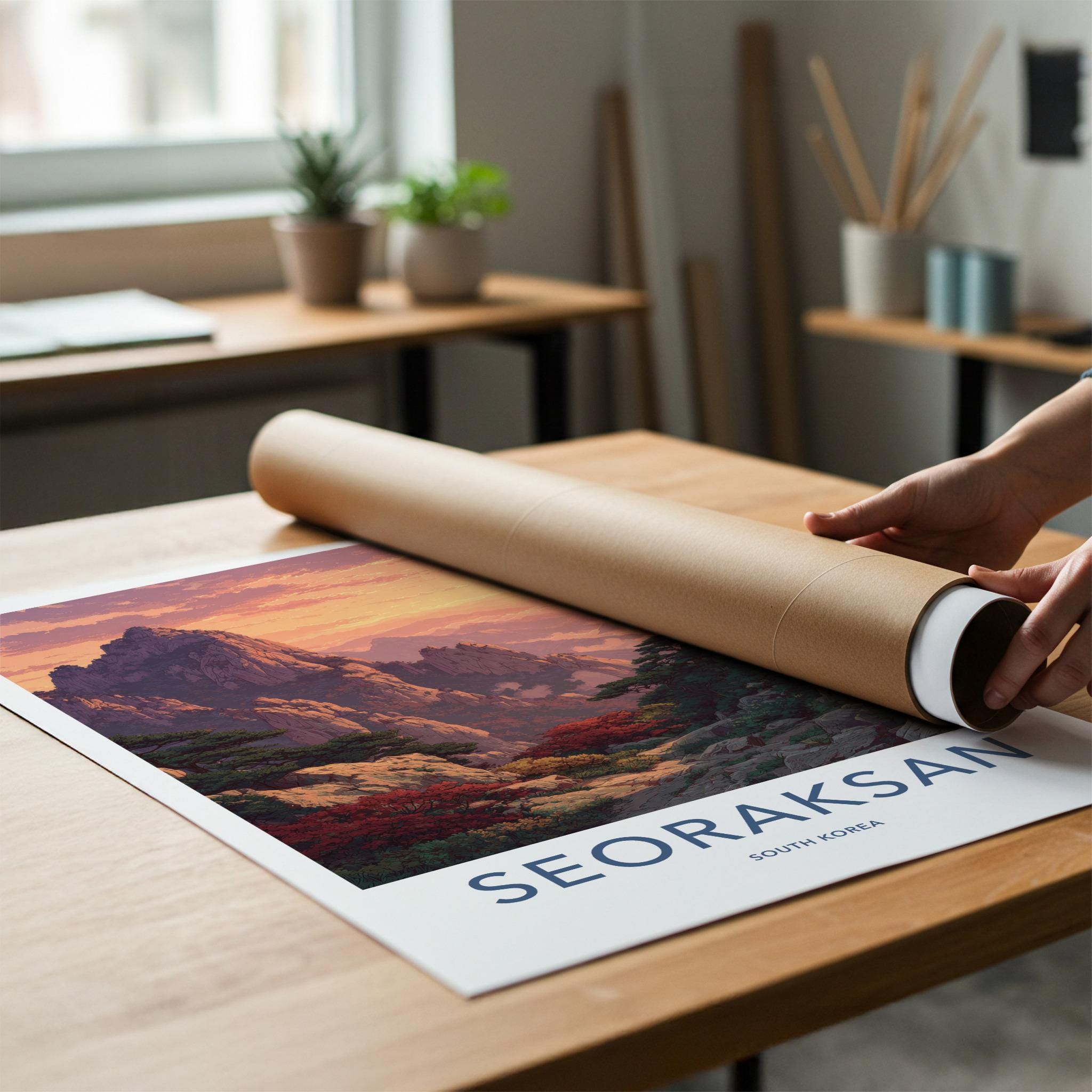 Seoraksan Poster - South Korea Wall Art - Sunset Mountain Landscape Home Decor