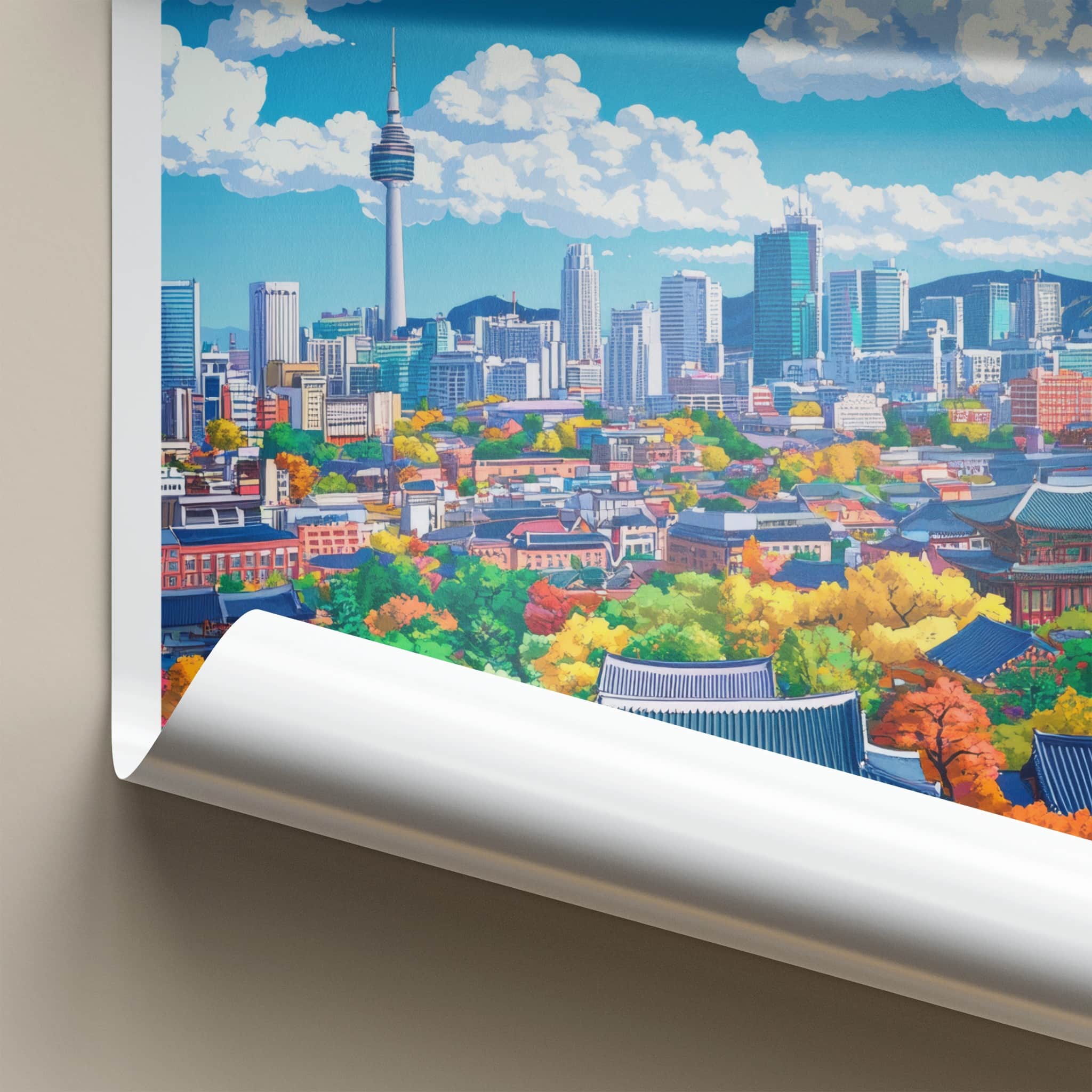 Seoul Poster - South Korea Travel Art - Autumn City Palace Home Decor