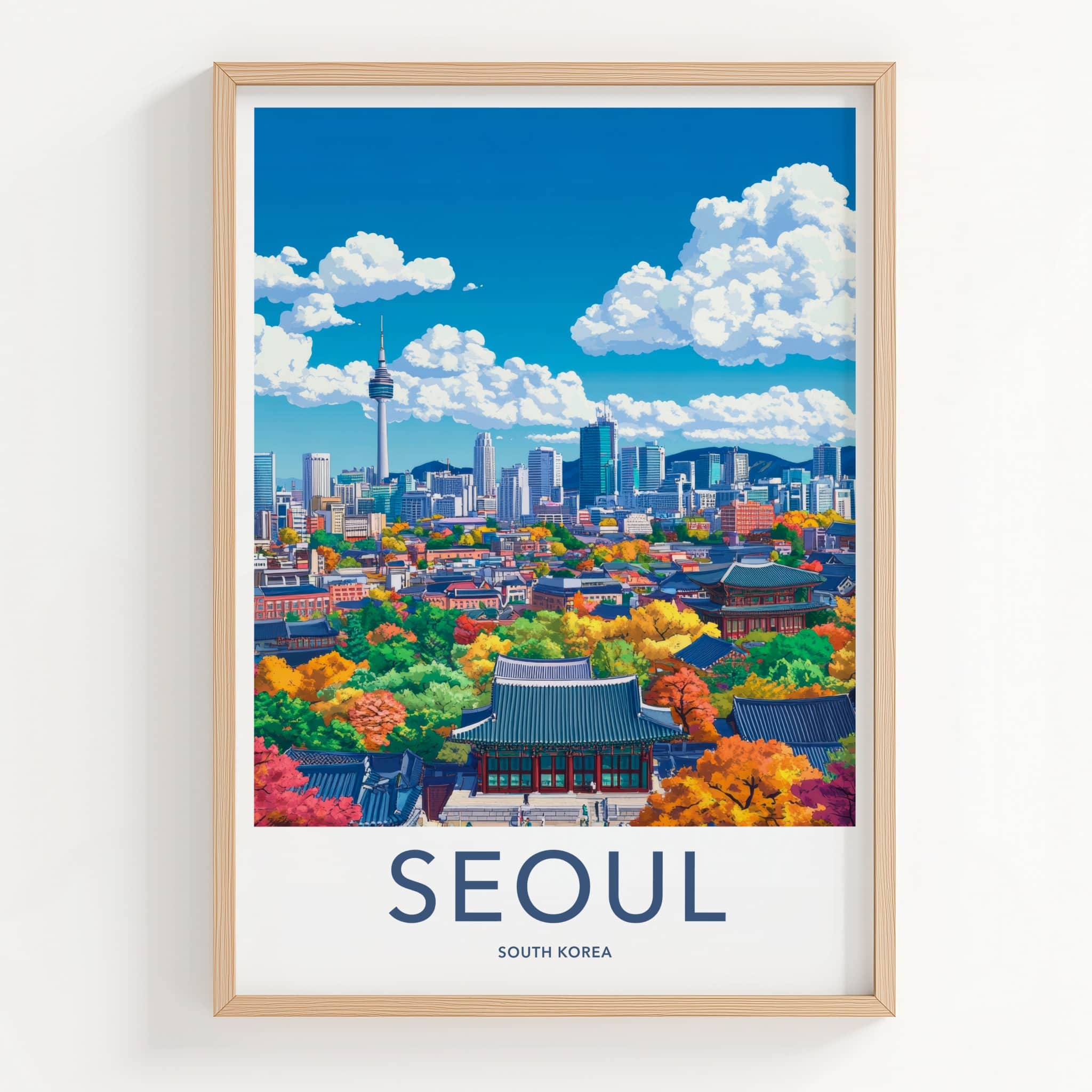 Seoul Poster - South Korea Travel Art - Autumn City Palace Home Decor