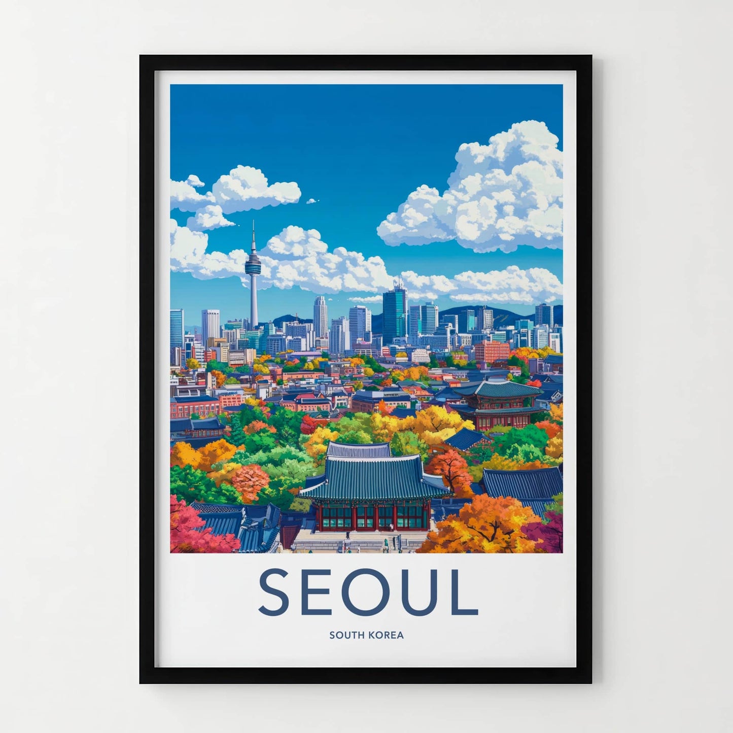 Seoul Poster - South Korea Travel Art - Autumn City Palace Home Decor