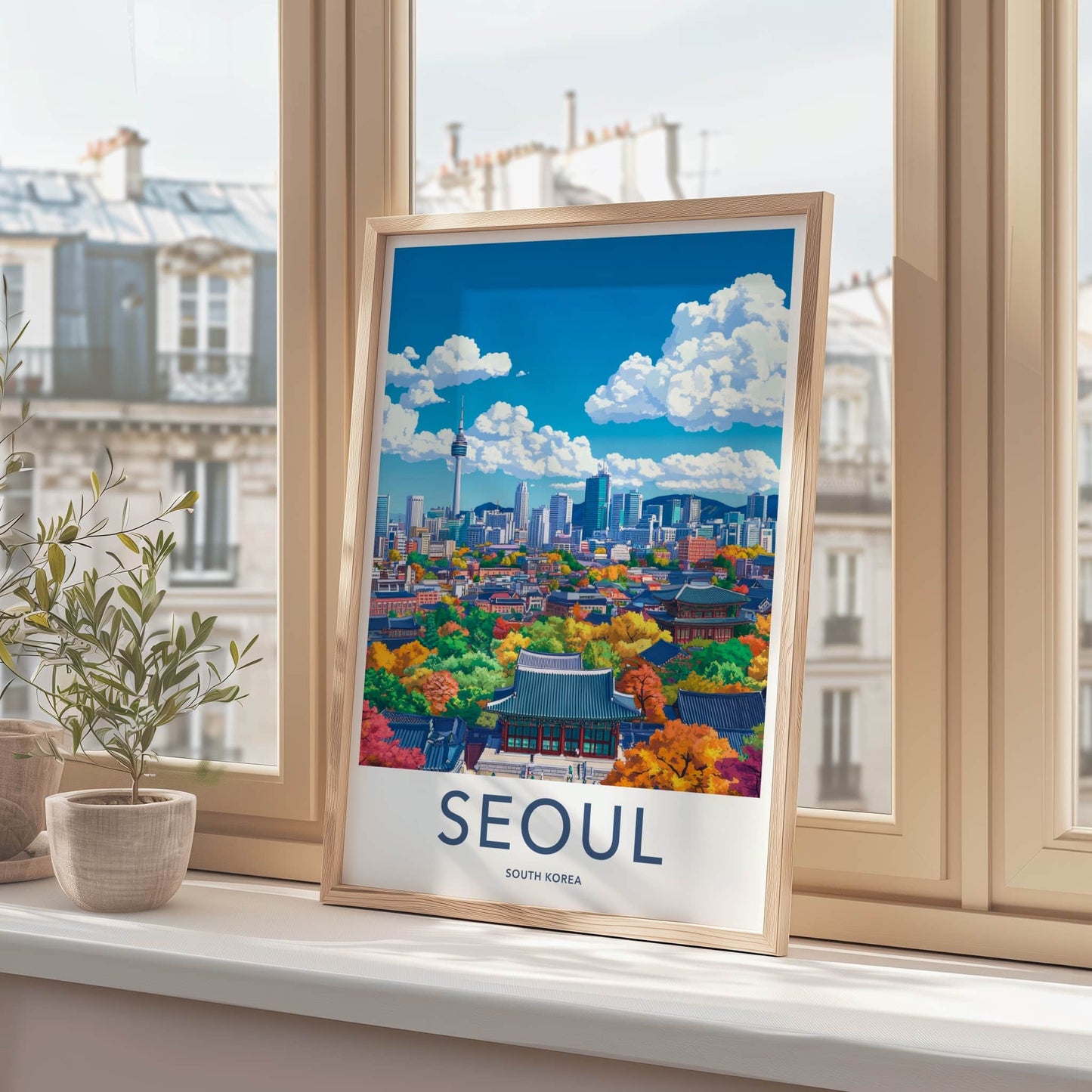 Seoul Poster - South Korea Travel Art - Autumn City Palace Home Decor