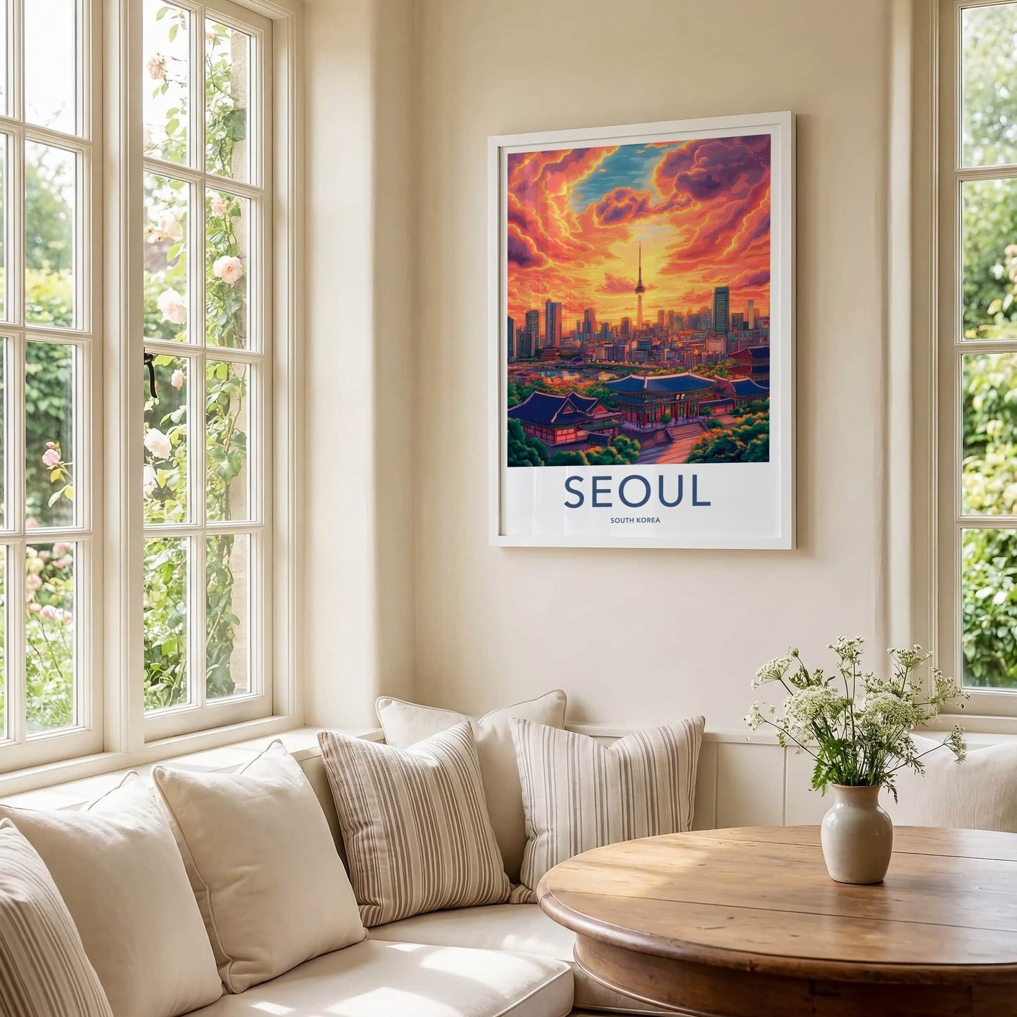 Seoul Poster - South Korea Travel Art - Dramatic Sunset Clouds Home Decor