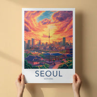 Seoul Poster - South Korea Travel Art - Dramatic Sunset Clouds Home Decor