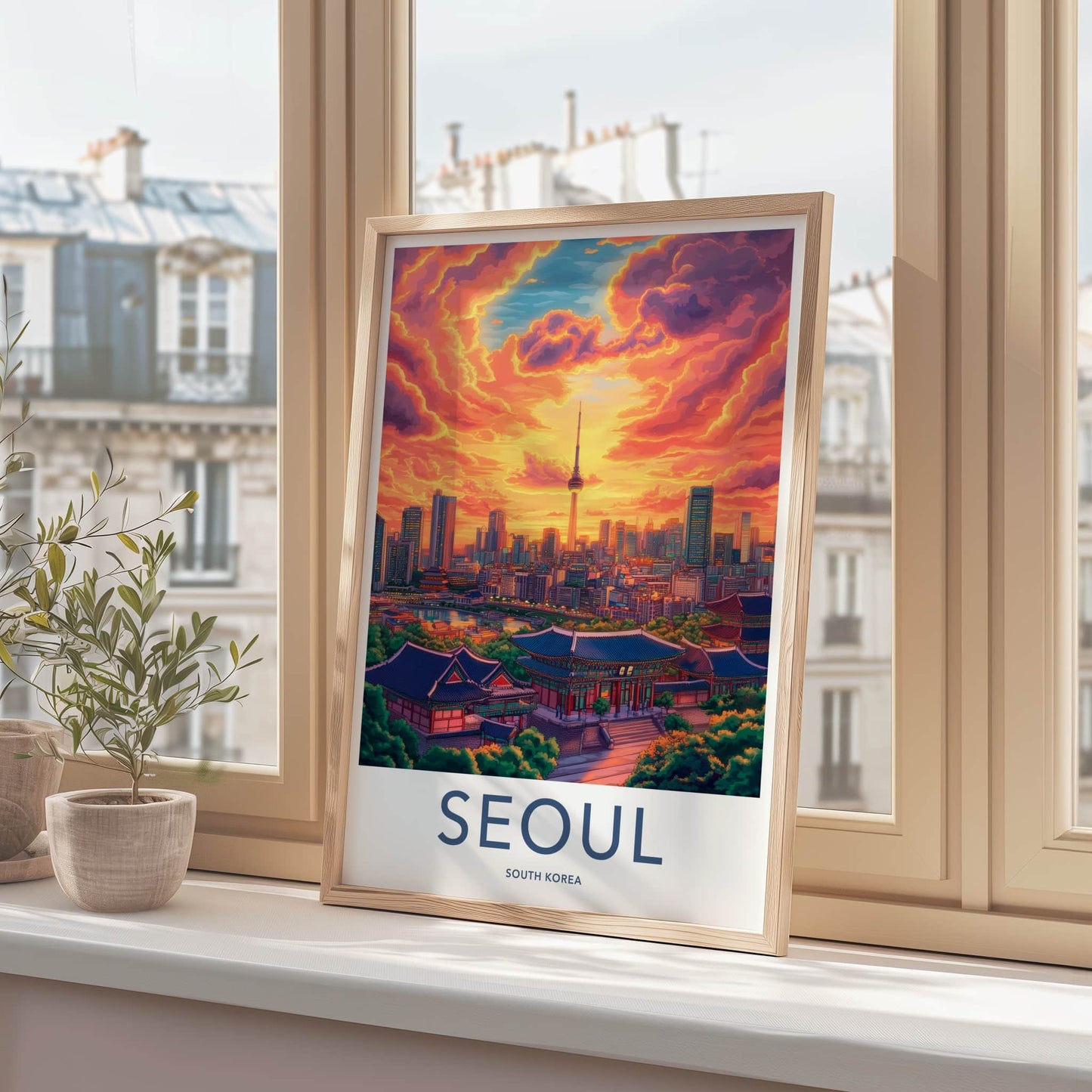 Seoul Poster - South Korea Travel Art - Dramatic Sunset Clouds Home Decor