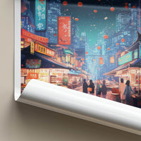 Seoul Poster - South Korea Travel Art - Neon Market Alley Home Decor