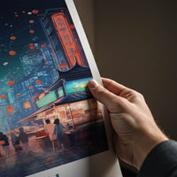 Seoul Poster - South Korea Travel Art - Neon Market Alley Home Decor