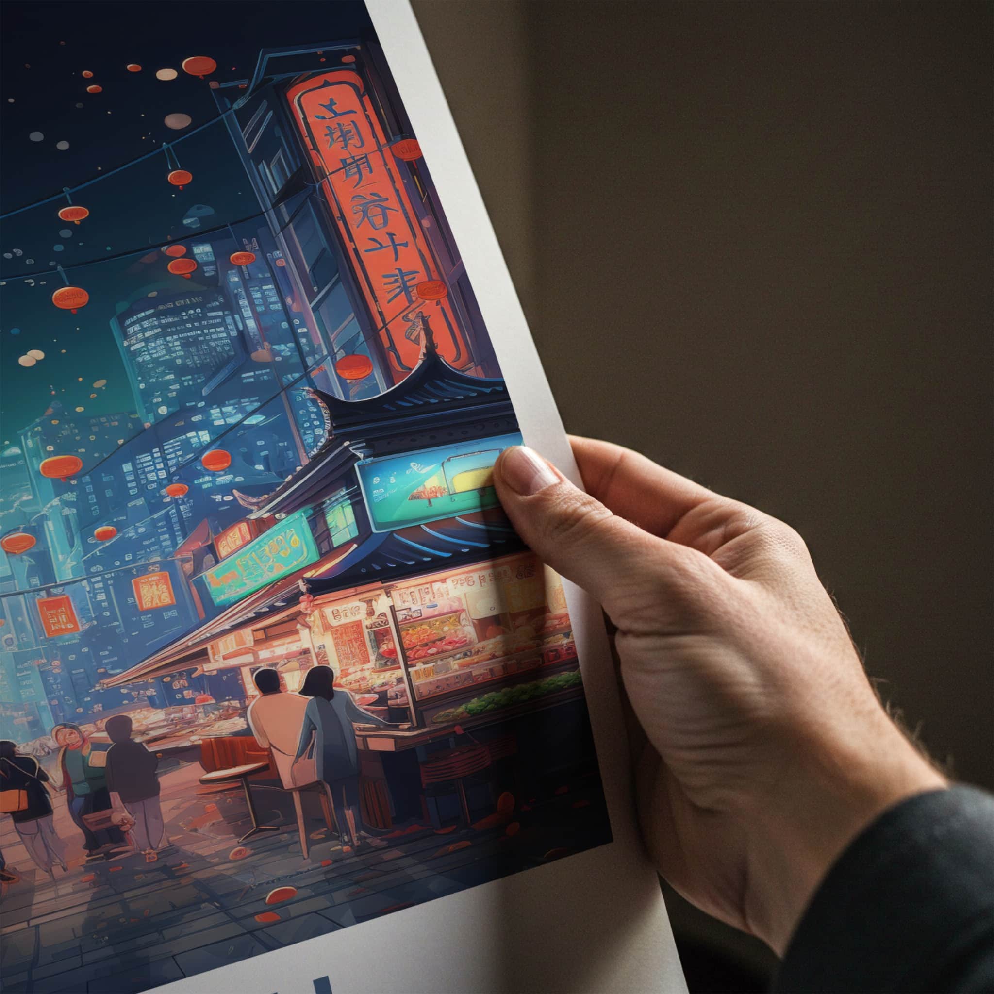 Seoul Poster - South Korea Travel Art - Neon Market Alley Home Decor