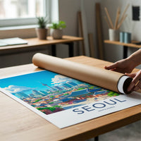 Seoul Poster - South Korea Travel Art - Traditional Modern Cityscape Wall Decor