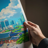 Seoul Poster - South Korea Travel Art - Traditional Modern Cityscape Wall Decor