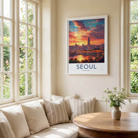 Seoul Poster - South Korea Travel Art - Vibrant City Sunset Wall Decor