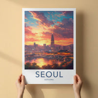 Seoul Poster - South Korea Travel Art - Vibrant City Sunset Wall Decor