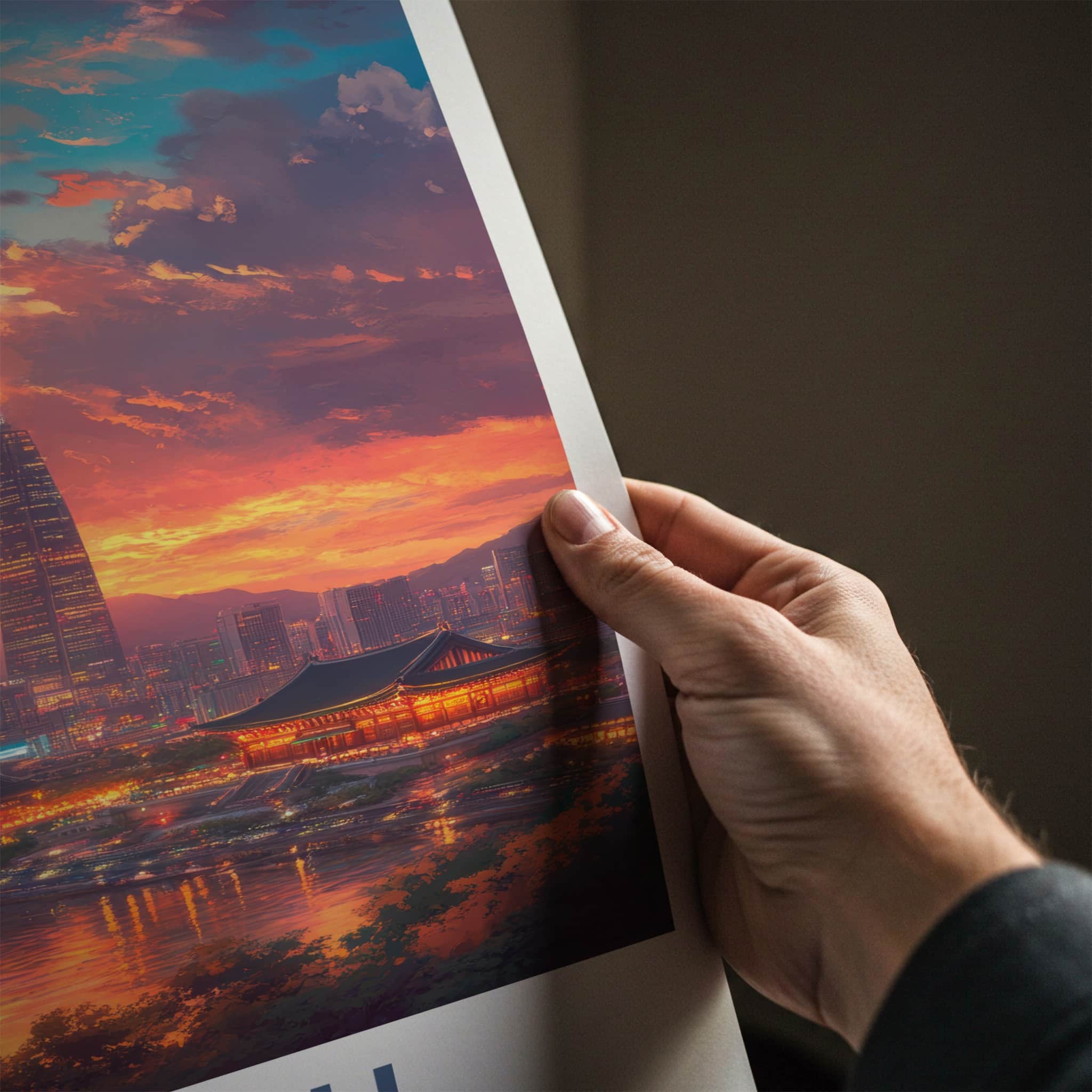Seoul Poster - South Korea Travel Art - Vibrant City Sunset Wall Decor
