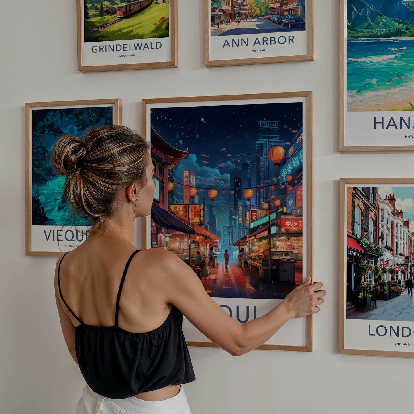 Seoul Poster - South Korea Travel Art - Vibrant Market Alley Wall Decor