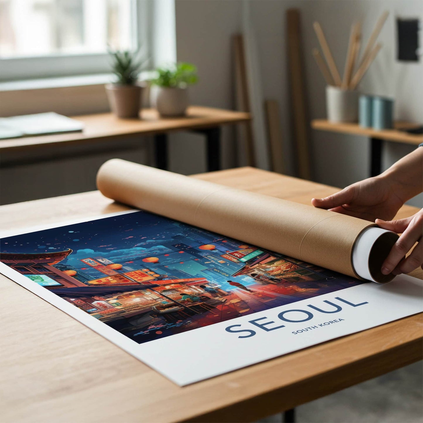 Seoul Poster - South Korea Travel Art - Vibrant Market Alley Wall Decor