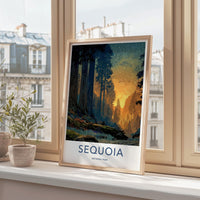 Sequoia National Park Poster - California Travel Art - Giant Trees Starry Glow Home Decor