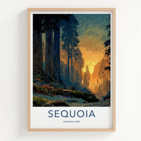 Sequoia National Park Poster - California Travel Art - Giant Trees Starry Glow Home Decor