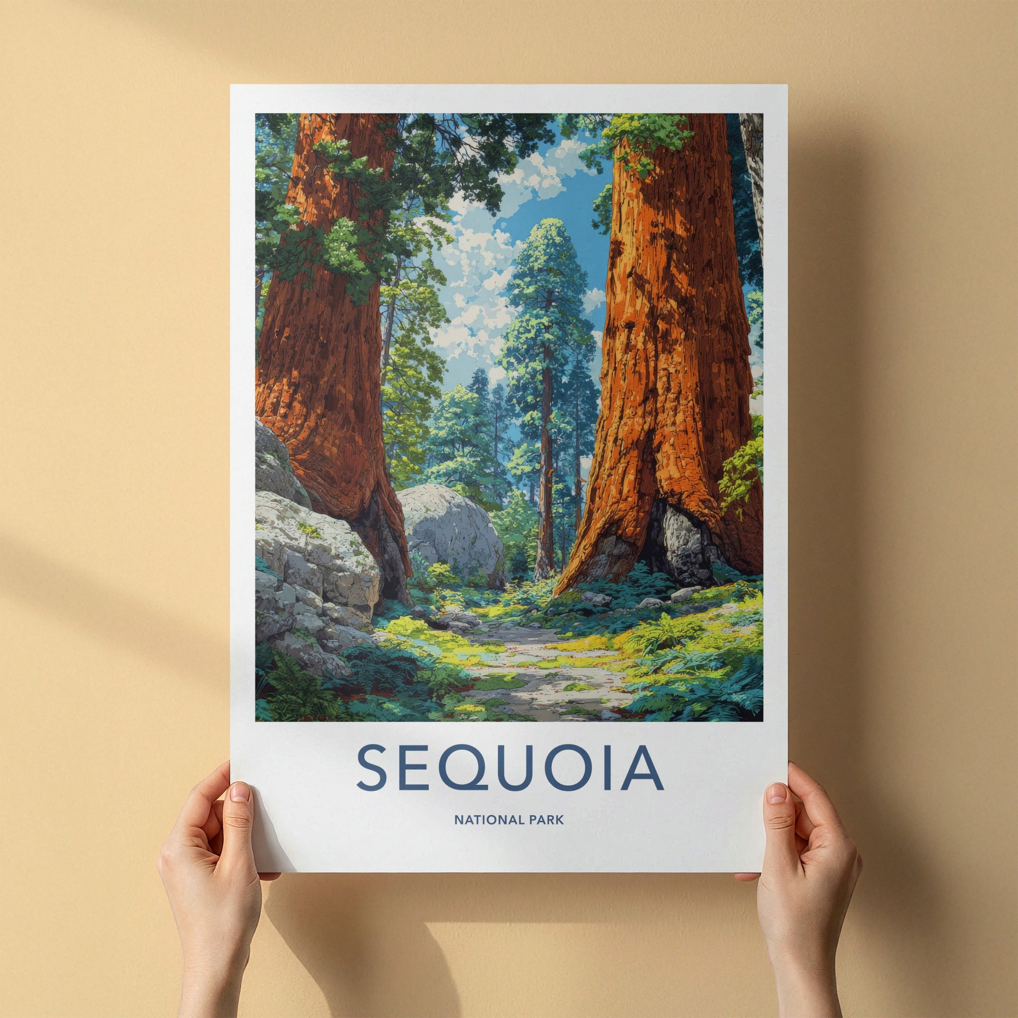 Sequoia Poster - California Travel Art - Giant Redwood Forest Home Decor