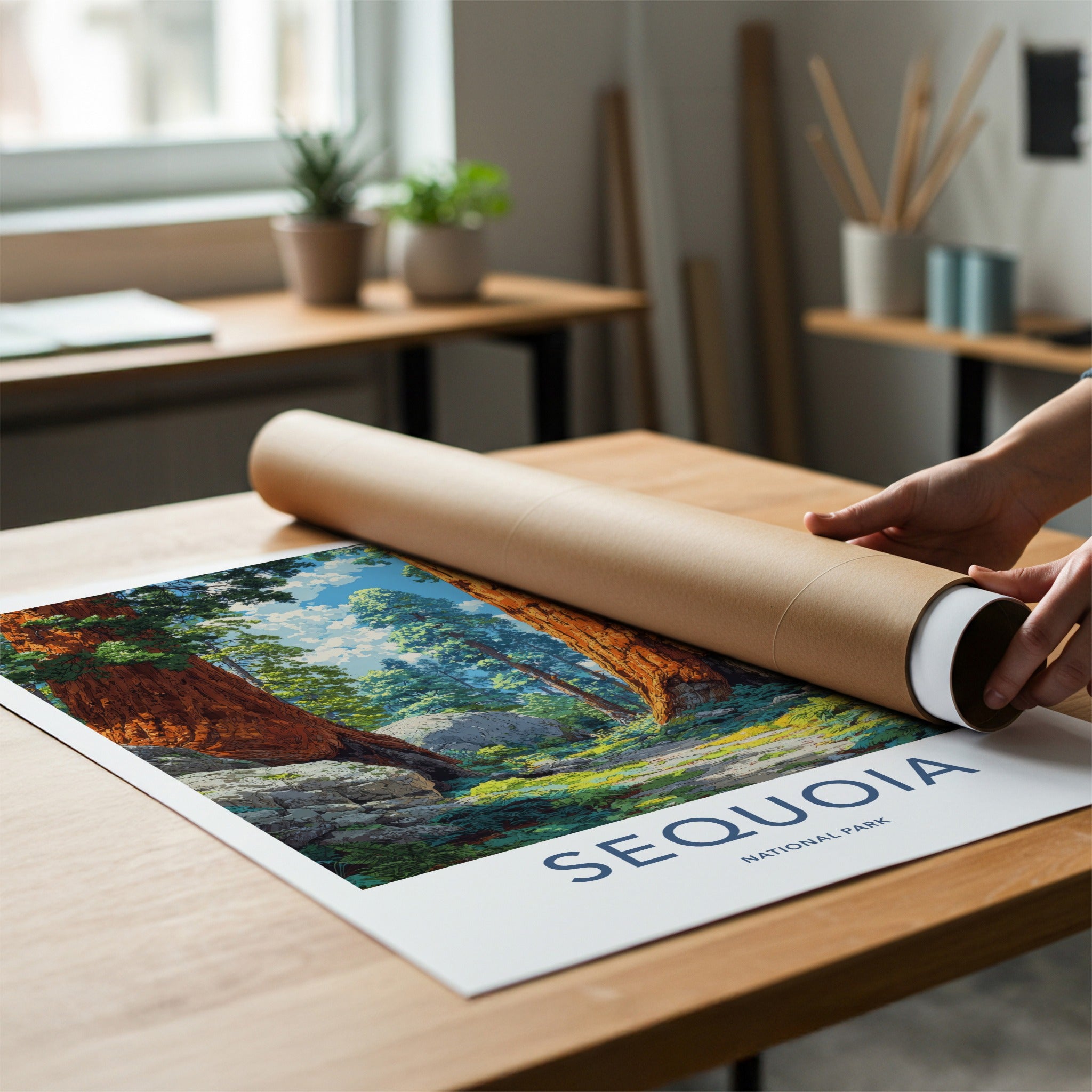 Sequoia Poster - California Travel Art - Giant Redwood Forest Home Decor