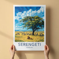 Serengeti National Park Poster - Tanzania Travel Art - Lion Zebra Savanna Home Decor