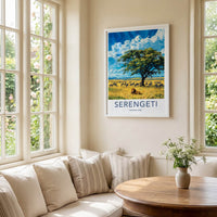 Serengeti National Park Poster - Tanzania Travel Art - Lion Zebra Savanna Home Decor