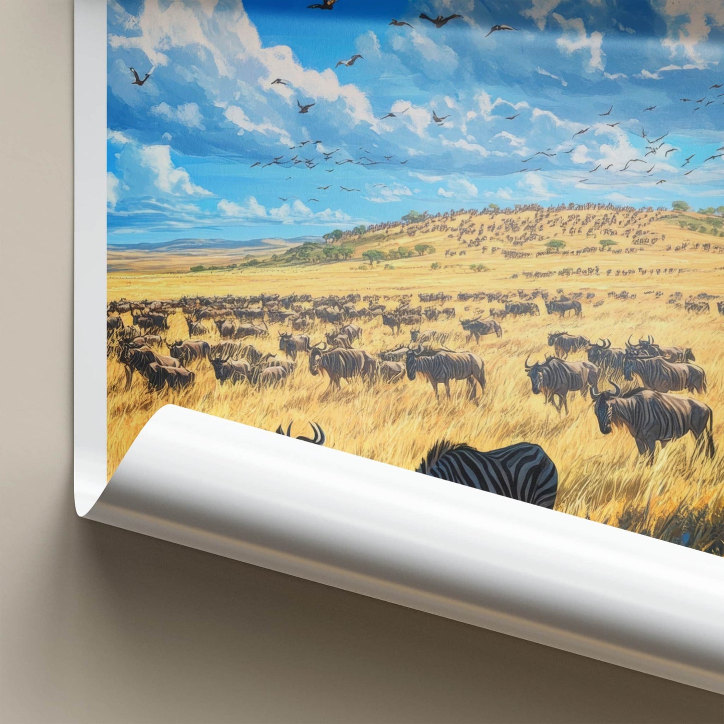 Serengeti National Park Poster - Tanzania Travel Art - Wildebeest Zebra Savanna Home Decor