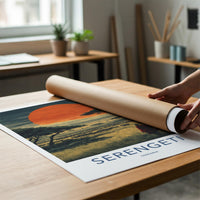 Serengeti Poster - Tanzania Travel Art - Maasai Sunset Herd Home Decor