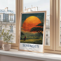 Serengeti Poster - Tanzania Travel Art - Savanna Sunset Rider Home Decor