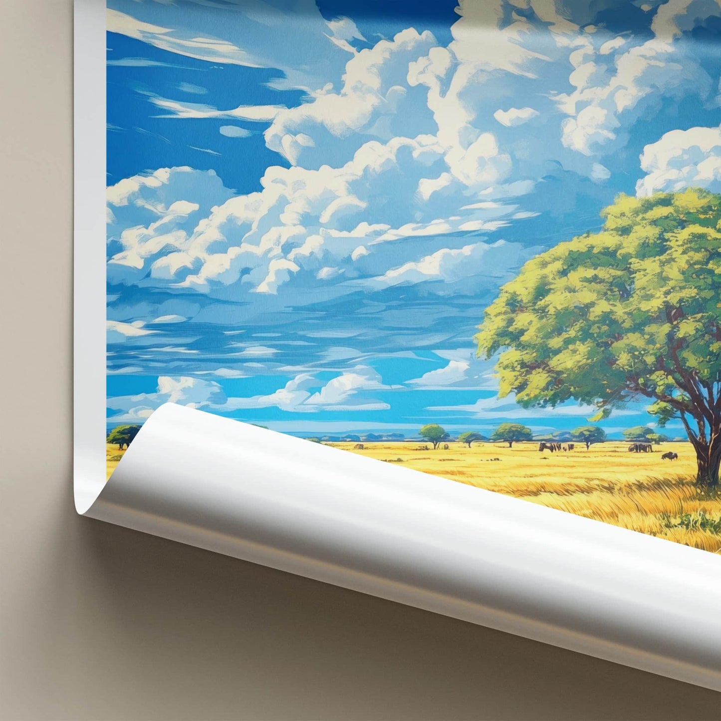 Serengeti Poster - Tanzania Travel Art - Wildlife Savanna Scene Home Decor