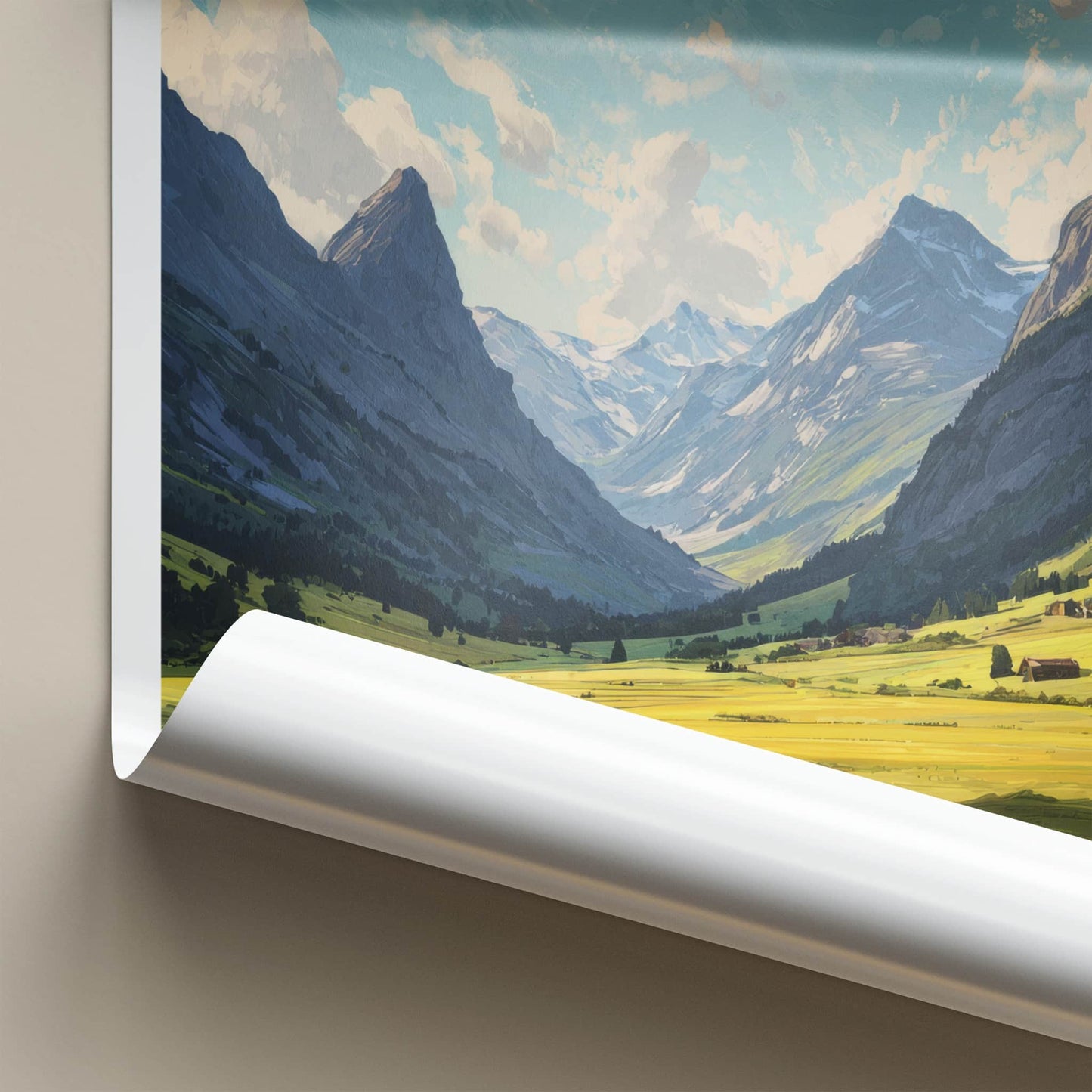 Sertig Dorfli Poster - Switzerland Travel Art - Mountain Valley Village Framed Art