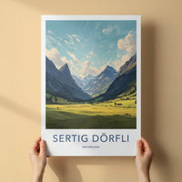 Sertig Dorfli Poster - Switzerland Travel Art - Mountain Valley Village Framed Art