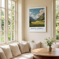 Sertig-Dorfli Poster - Switzerland Travel Art - Mountain valley village Home Decor