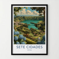 Sete Cidades Poster - Portugal Travel Art - Lakeside Village View Home Decor