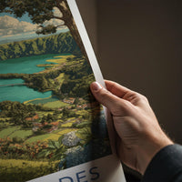 Sete Cidades Poster - Portugal Travel Art - Lakeside Village View Home Decor