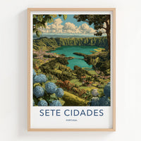 Sete Cidades Poster - Portugal Travel Art - Lakeside Village View Home Decor