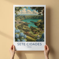 Sete Cidades Poster - Portugal Travel Art - Lakeside Village View Home Decor
