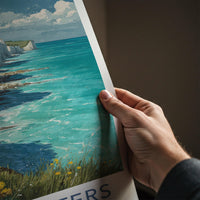Seven Sisters Poster - England Travel Art - Chalk Cliffs Seascape Wall Decor