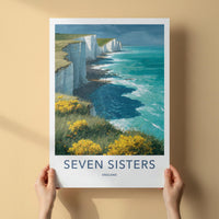 Seven Sisters Poster - England Travel Art - White Cliffs Ocean Home Decor
