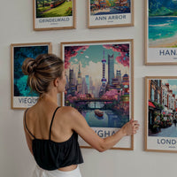 Shanghai Poster - China Travel Art - Futuristic Cityscape River Home Decor