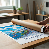 Shanghai Poster - China Travel Art - Iconic skyline waterfront Home Decor
