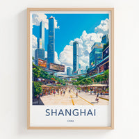 Shanghai Poster - China Wall Art - Vibrant City Street Home Decor